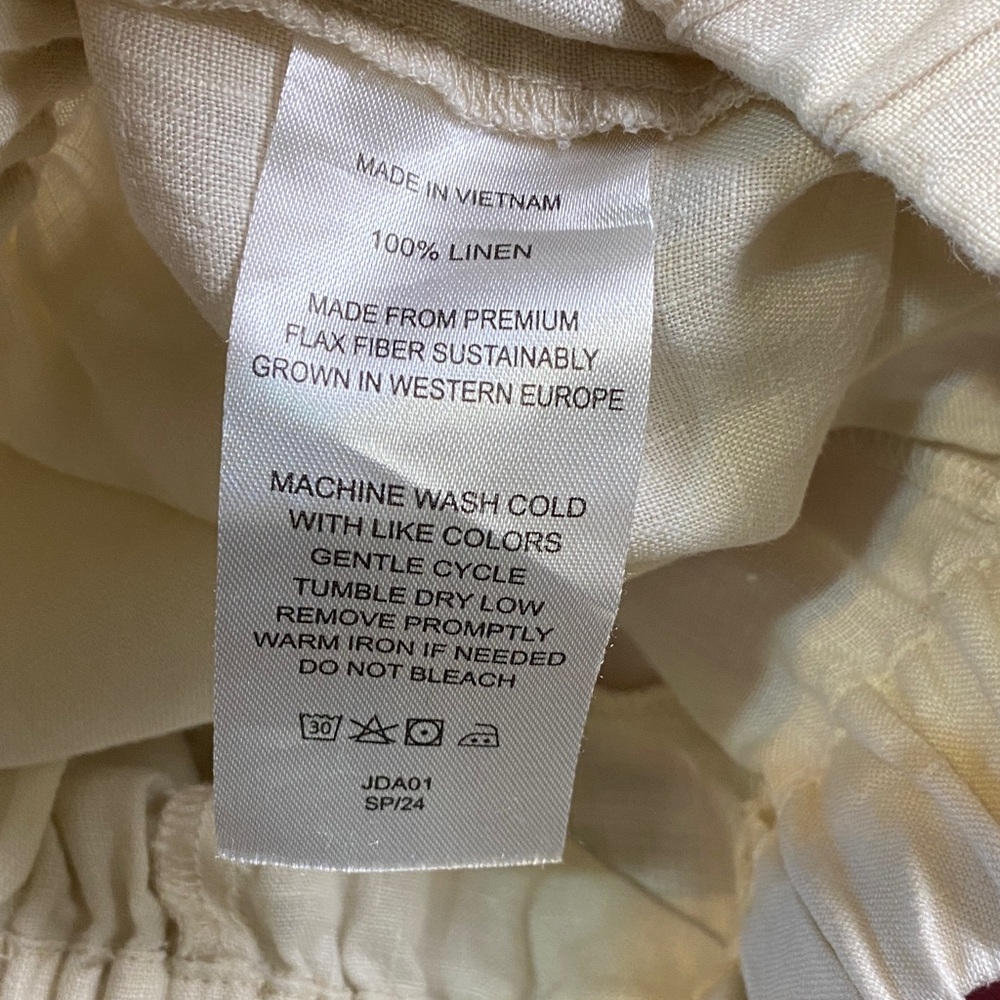 Quince 100% Linen Women's Cream Wide Leg Pants XS - Picture 6 of 7